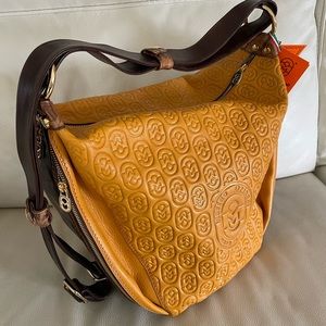 NWT Marino Orlandi Yellow/black tote/shoulder bag/Sling Embossed Italian